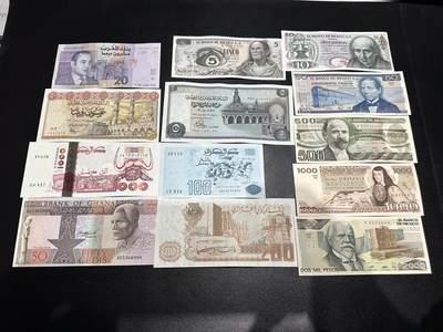 《外钞收藏家》第六百零九期（农历年前收官场、本期年后快递恢复正常再发货）（本平台长期征集拍品、欢迎藏友们联系合作） - 埃及、阿尔及利亚、墨西哥等13张一起 除了墨西哥10元一个角不好 有几张轻微潮 其他全新 如图 