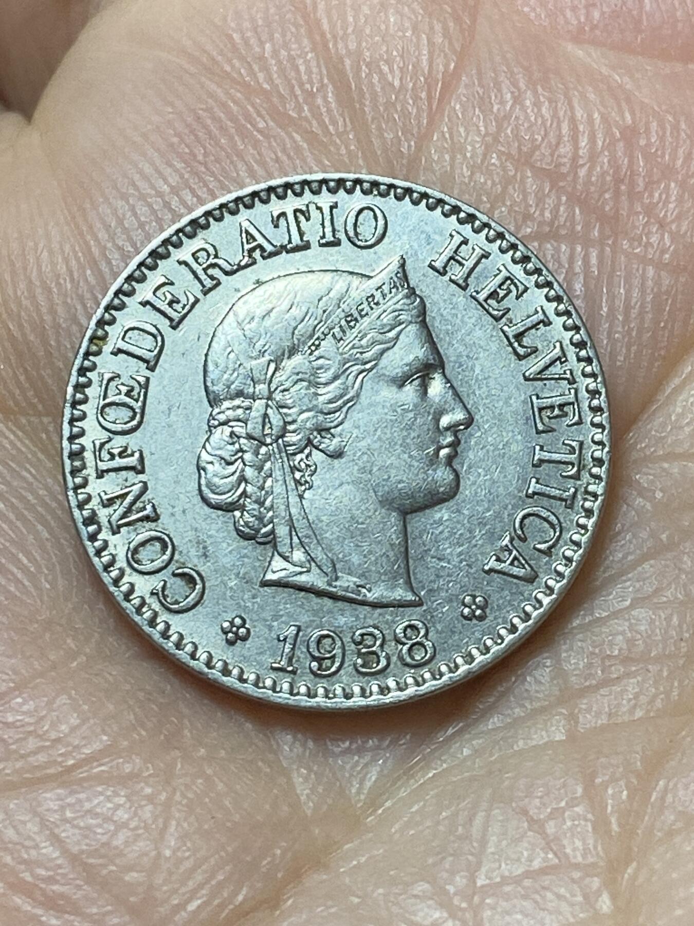 2026年第二十场(总第一百八十九场）外国好品散币场(免佣金) 少见版本–瑞士🇨🇭1938年10拉彭(第三版，纯镍材质版，B标伯尔尼造)