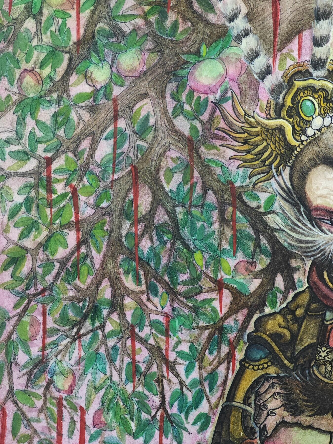 白泽拍卖卡牌手绘专场第32期（愿得长如此 年年物侯新） 2025 刘晓明手绘画 悟空 尺寸：29.7cm*42.3cm  刘晓明亲签