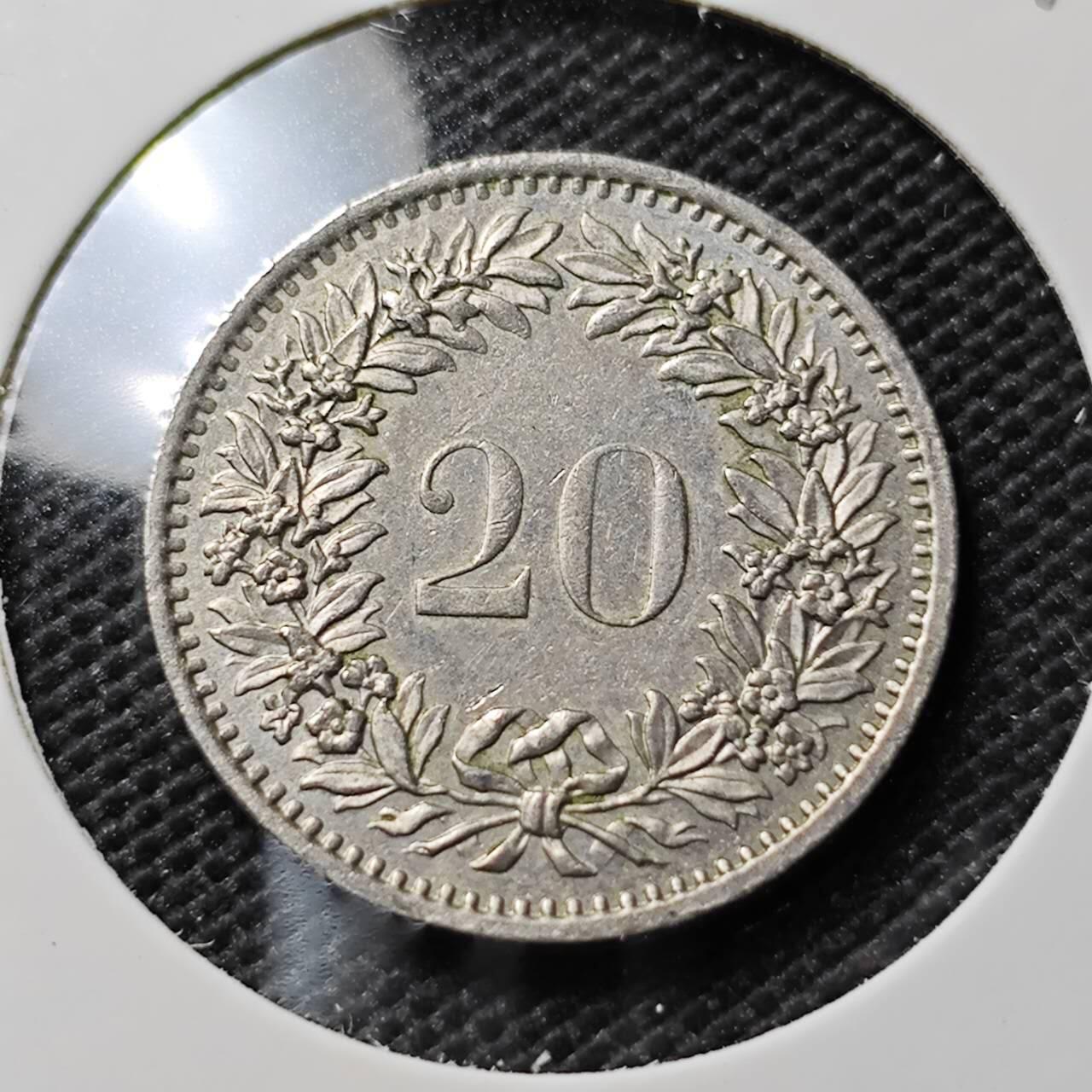 KK钱币收藏小铺  第394期  2月预留时间 周末发货 1978瑞士20分 