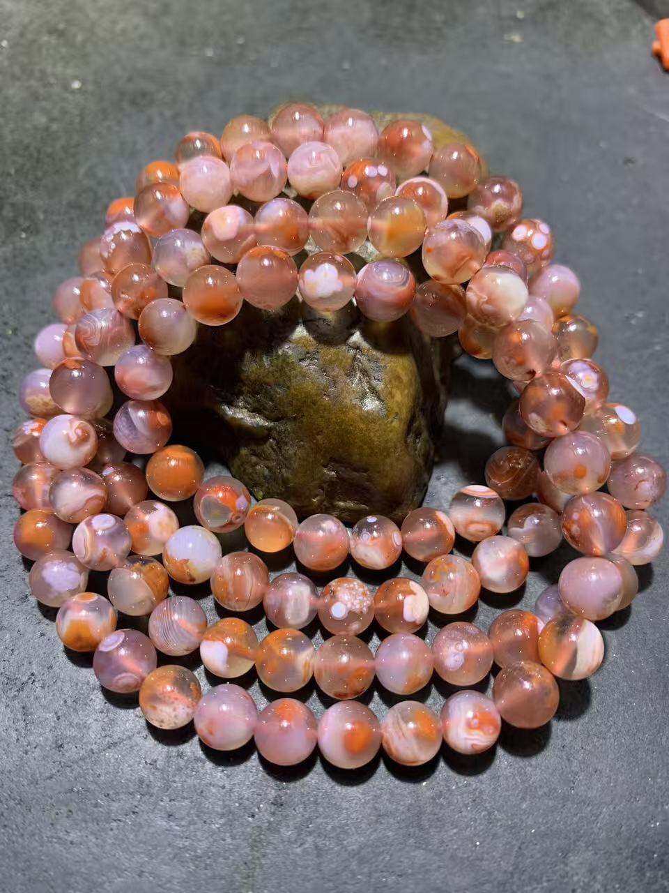 川料南红玛瑙荔枝冻飘红108多圈手串（项链）一条，