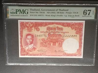 【年前末拍！】2026二月第二期，总216期 - 泰国1955版100铢PMG67epq，青年拉玛九世国王和老议会大楼