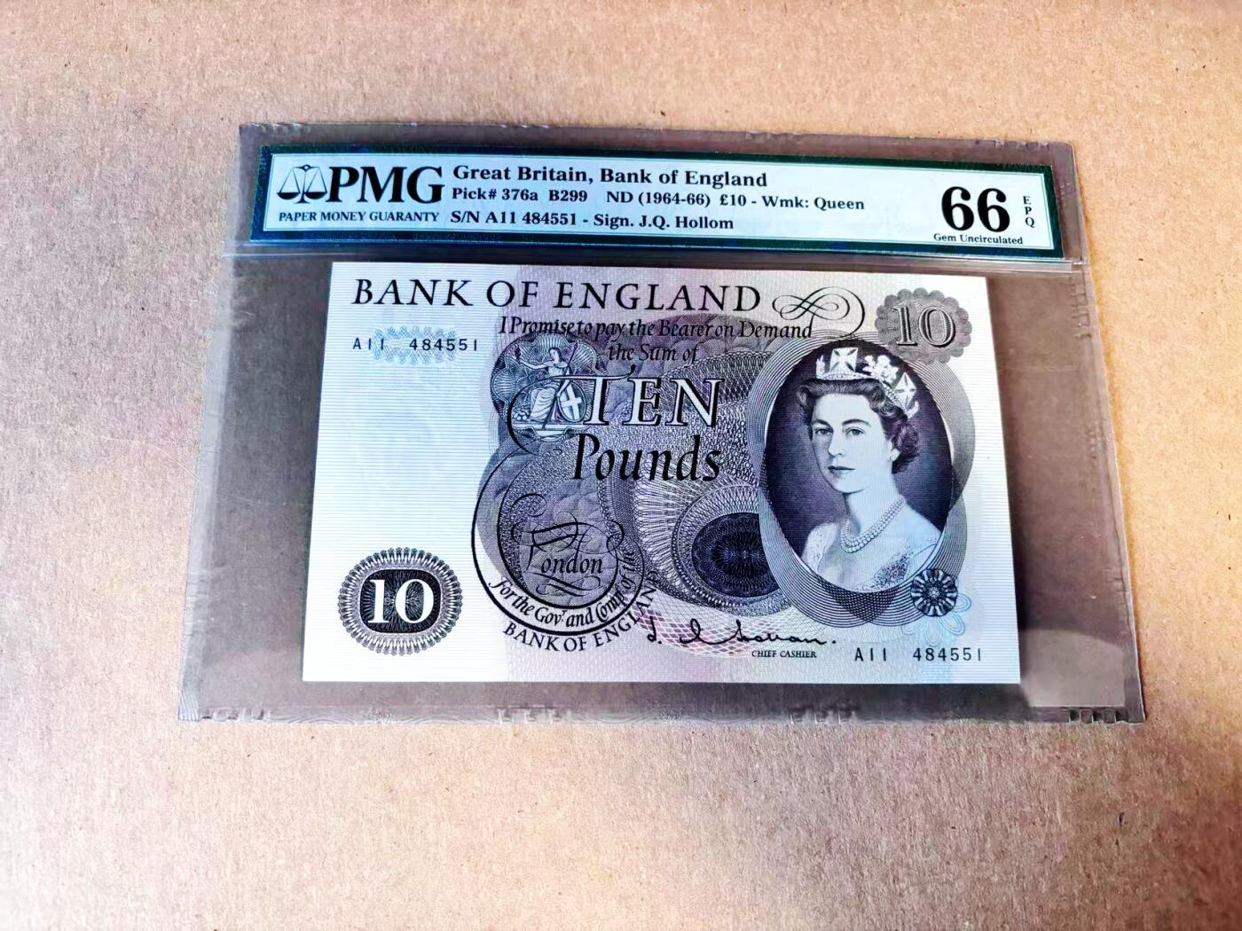 【Blue Auction】世界纸币精拍第784期——18级TOP拍卖/信誉/品质/专业/高效💫 【a版】英国 C序列 1964-66年10镑 PMG66EPQ 