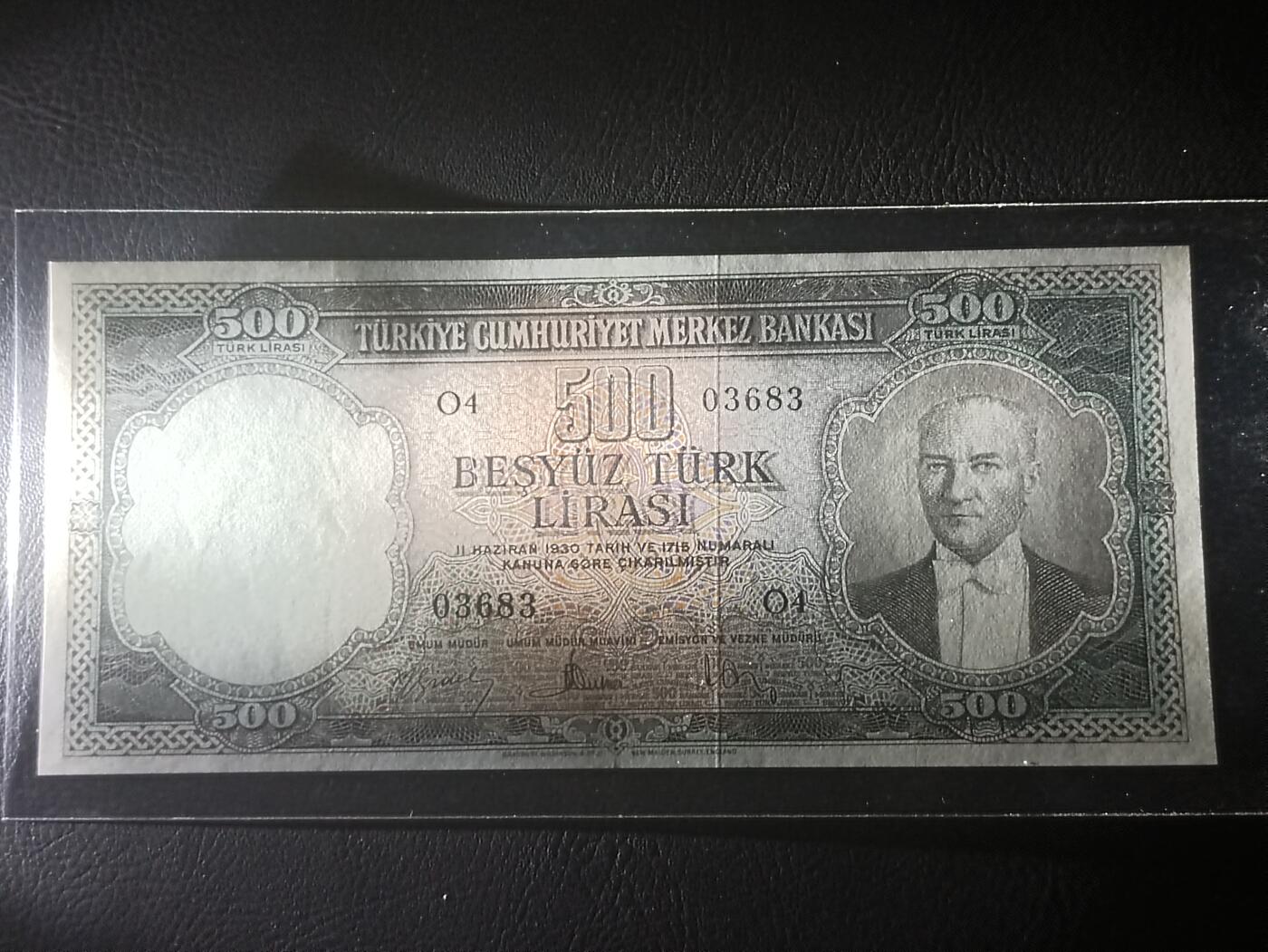 【年前末拍！】2026二月第二期，总216期 土耳其1959年500里拉流通好品XF关门冠O，稀有早期高面值品种，国父凯末尔和索菲亚清真寺