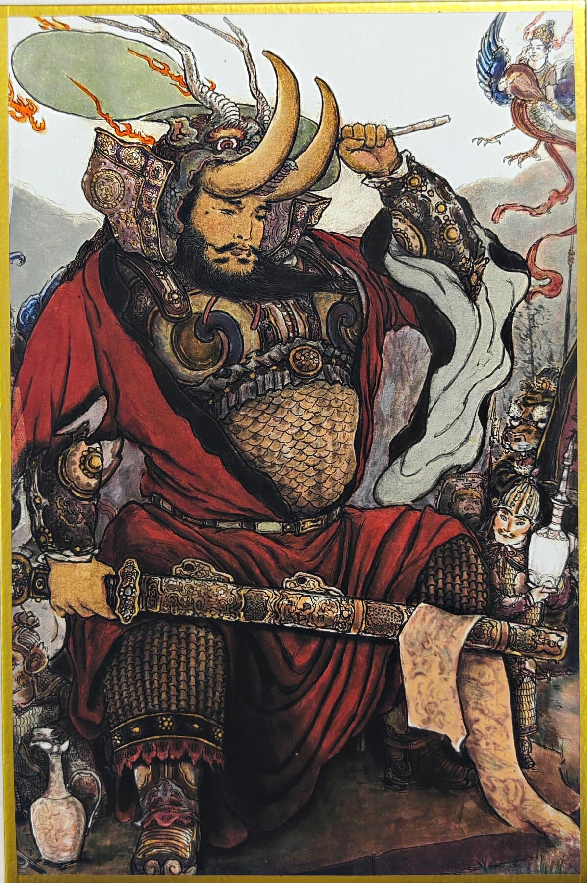 白泽拍卖卡牌手绘专场第32期（愿得长如此 年年物侯新） 2026 秦嘉裕工艺色纸 金角大王 A5  秦嘉裕签绘