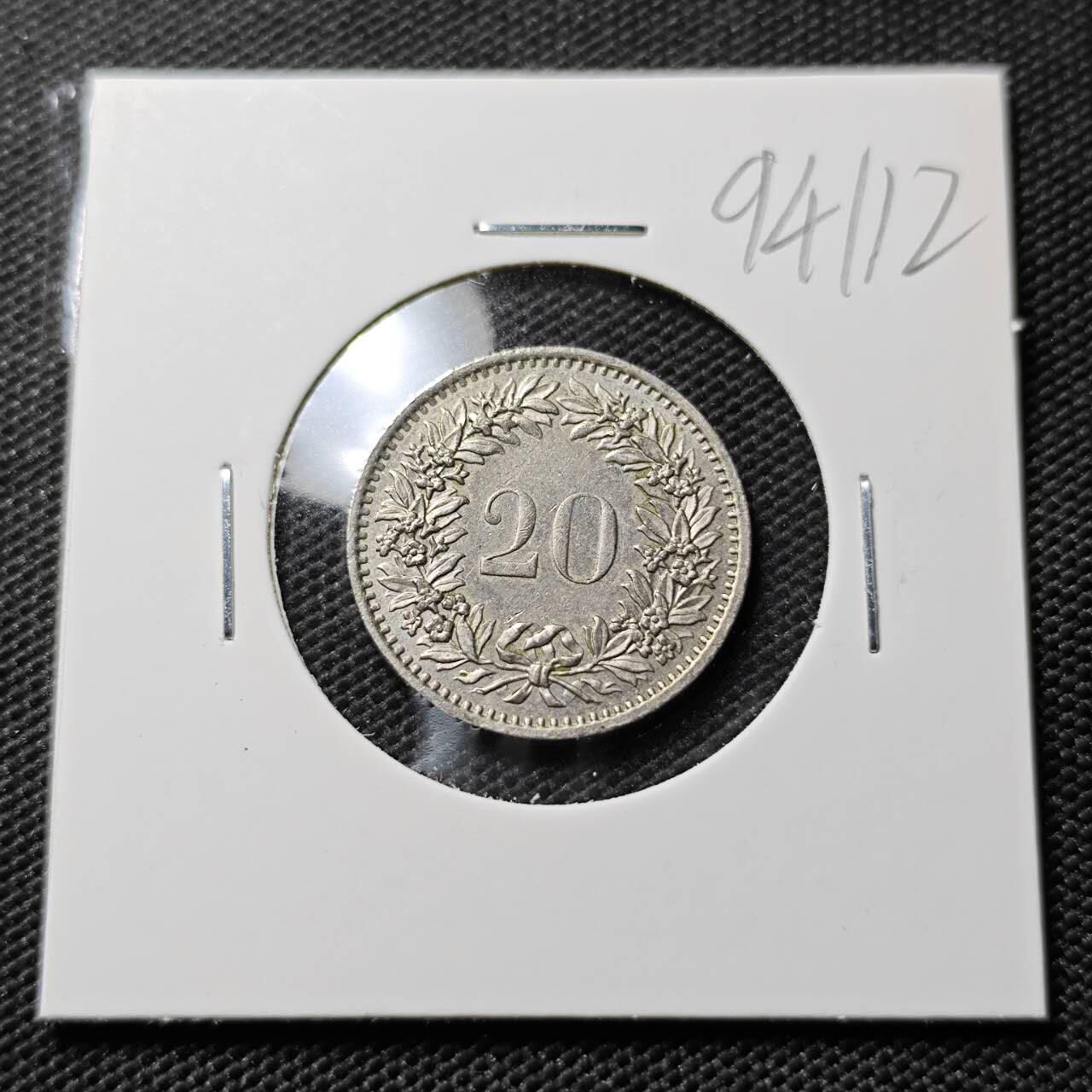 KK钱币收藏小铺  第394期  2月预留时间 周末发货 1978瑞士20分 