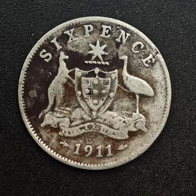 【淘币小摊】实时拍第八百六十七拍   小银币散币场    年前最后一周之前预留8号9号全部发出请更换最新收货地址不方便收货的请勿参拍或者顺丰到付 - 澳大利亚1911年乔治五世6便士银币