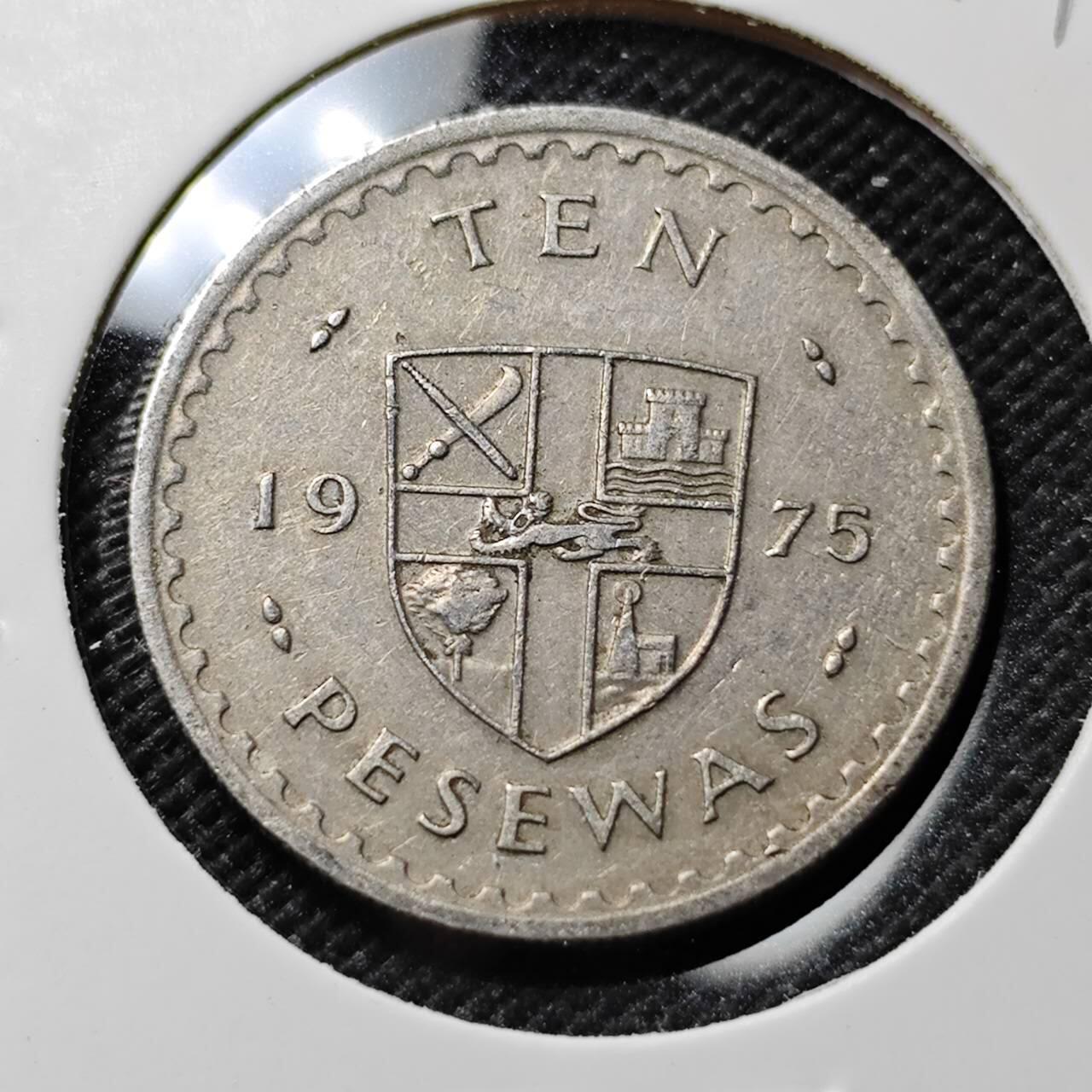 KK钱币收藏小铺  第394期  2月预留时间 周末发货 1975加纳10比塞瓦 