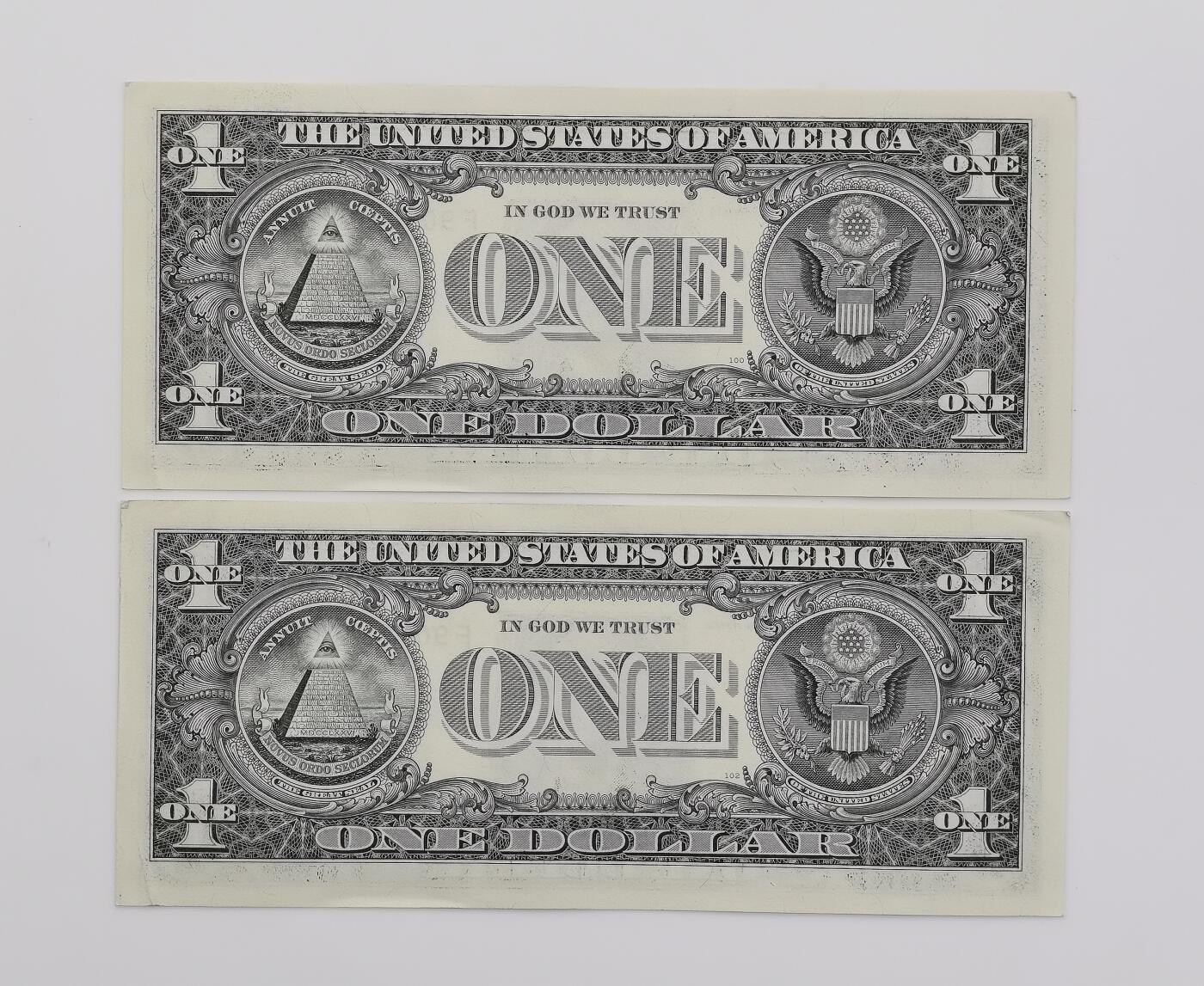 博洋堂“心向春光”2月精品大拍专场暨第160期（全场包邮） 美国2013年华盛顿1美元，稀少999和000豹子号二连号