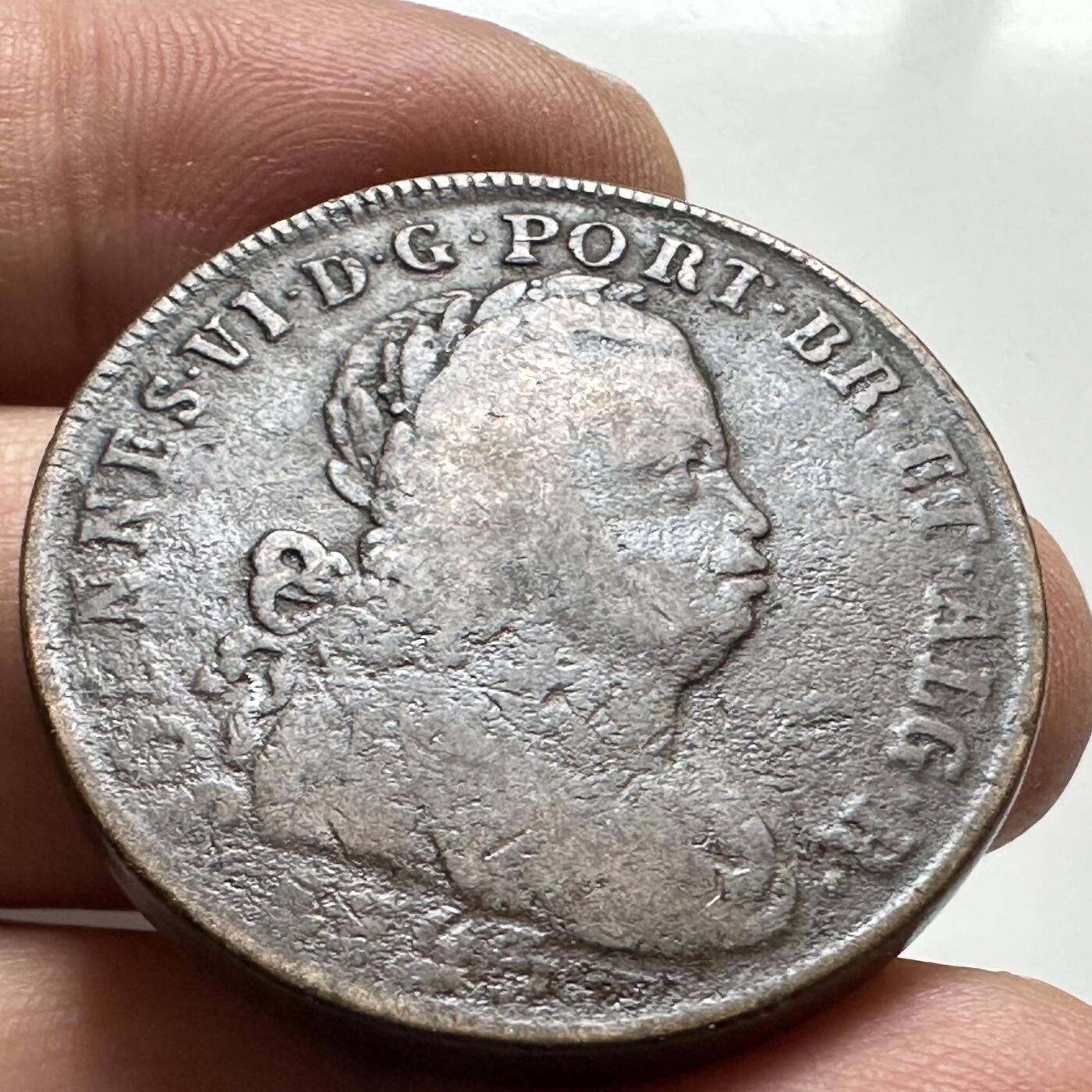 🌹外币初藏🌹🐯2026年第17场 快递将在12号停运 年前需发货的抓紧 ，年后正月十五恢复发货 葡萄牙-巴西联合王国 1822年 若昂六世 40瑞斯铜币（葡巴通用）35.3毫米36克厚重