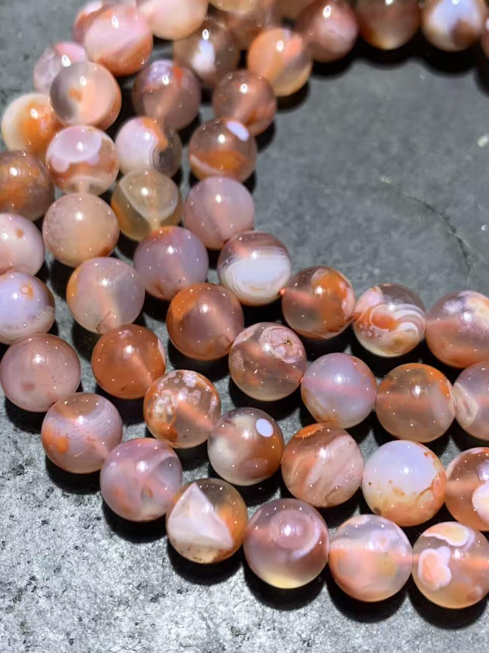 川料南红玛瑙荔枝冻飘红108多圈手串（项链）一条，