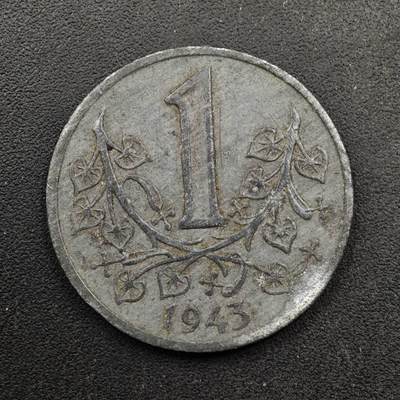  【淘币小摊】限时拍第八百六十六拍   散币场    年前最后一周之前预留8号9号全部发出请更换最新收货地址不方便收货的请勿参拍或者顺丰到付 - 波希米亚和摩拉维亚保护国（纳粹德国占领下的捷克斯洛伐克地区）1943年1克朗锌币