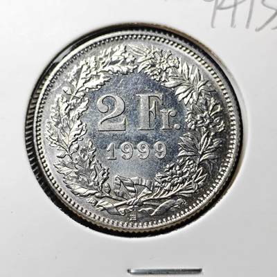 KK钱币收藏小铺  第394期  2月预留时间 周末发货 -  1999瑞士2法郎