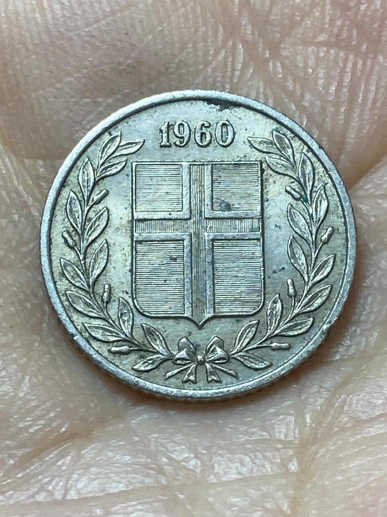 2026年第二十场(总第一百八十九场）外国好品散币场(免佣金) 冰岛🇮🇸1960年25奥拉(共和国时期第一套)