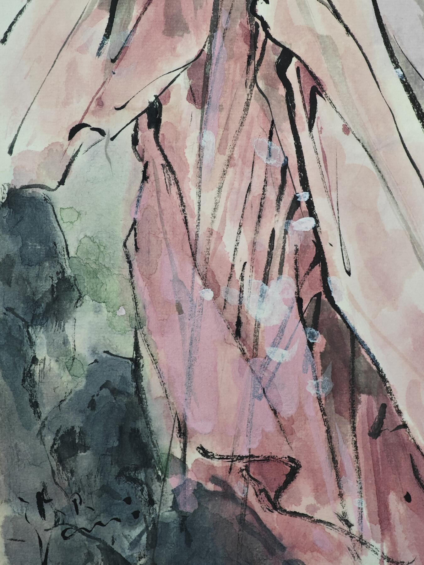 白泽拍卖卡牌手绘专场第32期（愿得长如此 年年物侯新） 2025 迟迟手绘画 李师师 尺寸：27cm*41cm  迟迟亲签