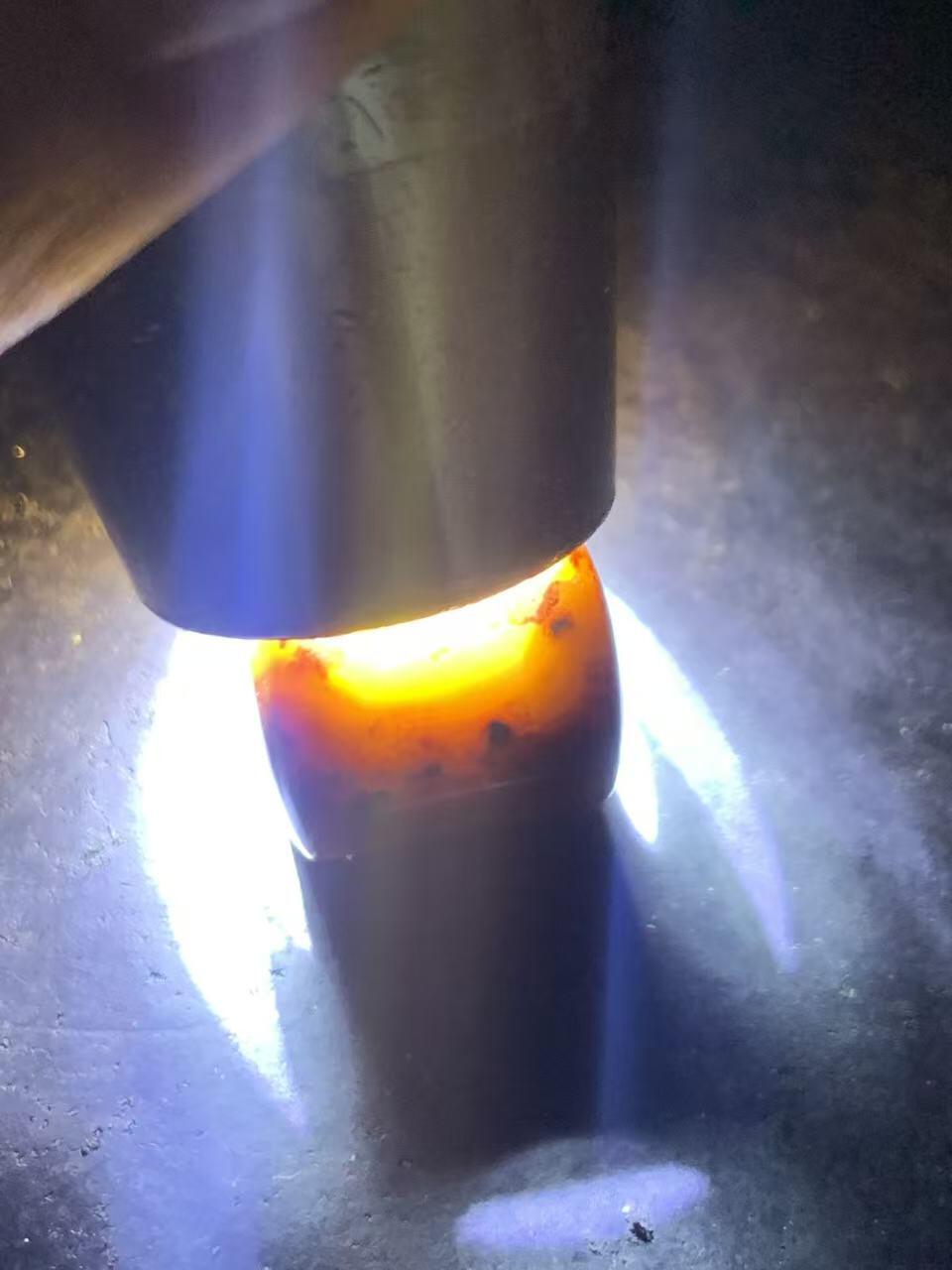 草花纹战国红玛瑙通货直桶桶珠一颗