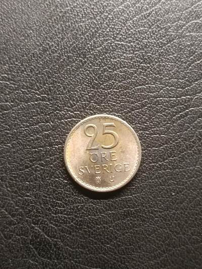 荟藏特别场次第一期——“社长的钢镚堆” - 瑞典1973年25欧尔 古斯塔夫六世 白铜制