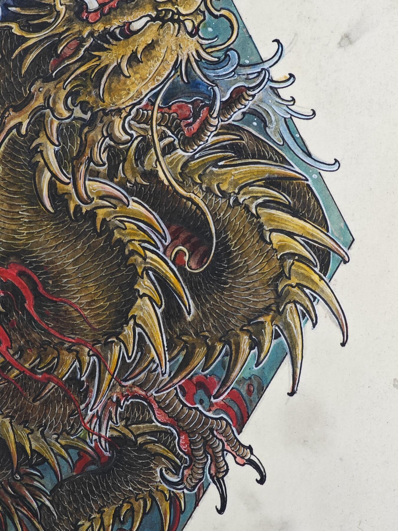 白泽拍卖卡牌手绘专场第32期（愿得长如此 年年物侯新） 2025 刘晓明手绘画 龙 尺寸：19cm*28.5cm  刘晓明亲签