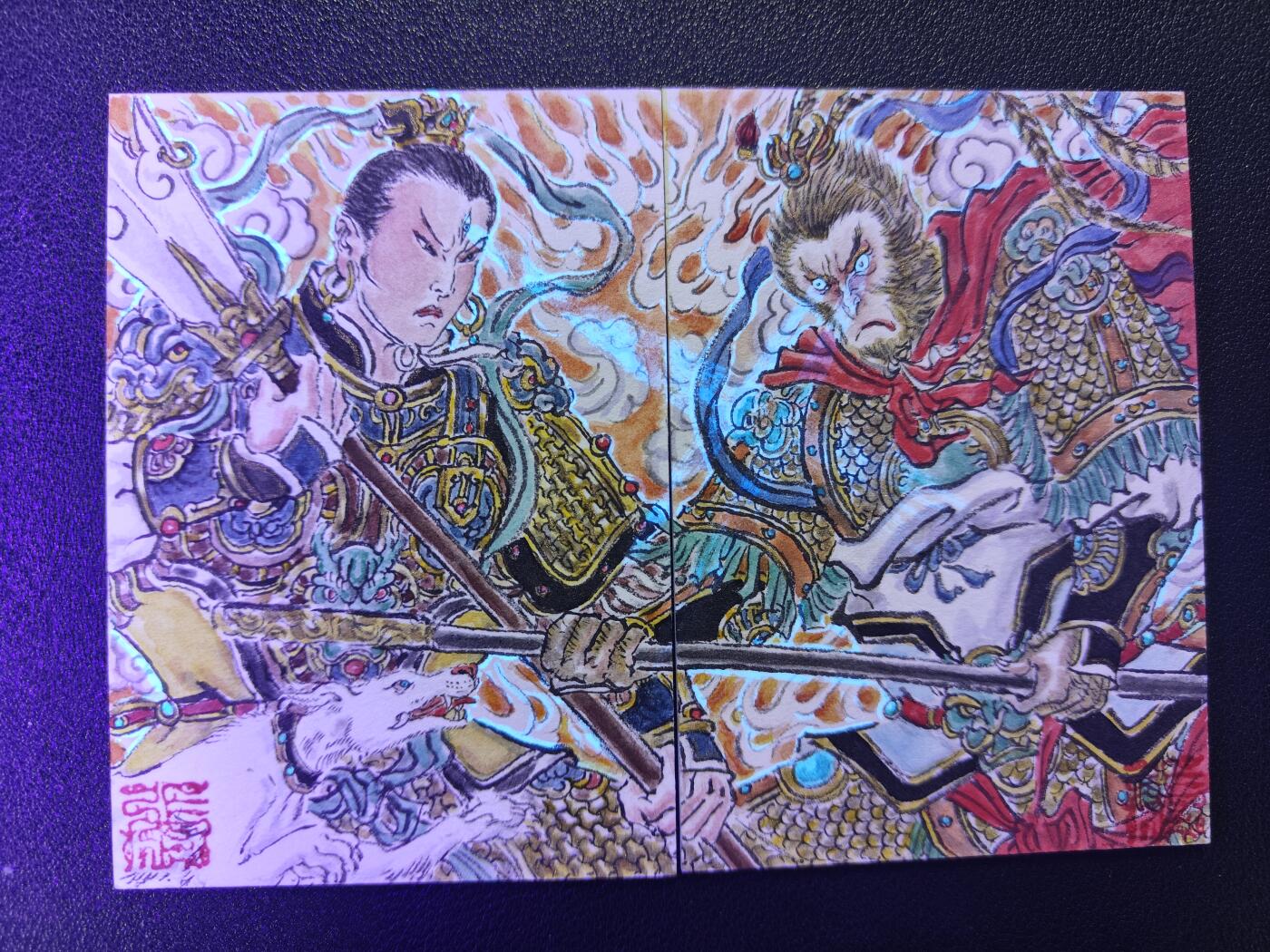 天玑星卡拍第170期《2.9周一截拍》持续收拍收评中 满赠卡需备注 【手绘卡】张先军 大圣战小圣 孙悟空 杨戬 手绘卡