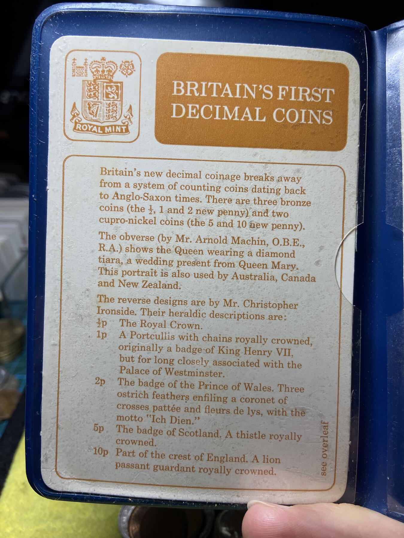 2026年第二十场(总第一百八十九场）外国好品散币场(免佣金) 英国🇬🇧十进制原册套币5枚(伊丽莎白二世中年花冠，十进制第一版首发年套币)