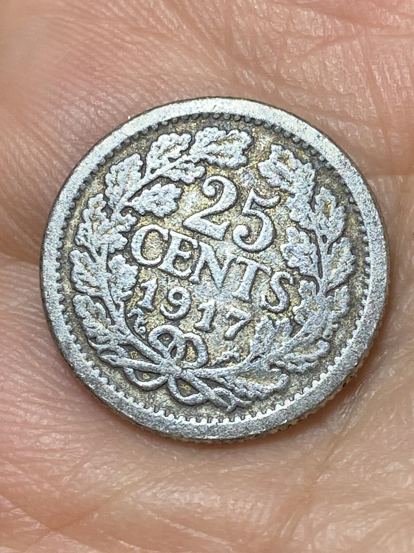 2026年第二十场(总第一百八十九场）外国好品散币场(免佣金) 荷兰🇳🇱1917年25分银币(威廉明娜女王青年头像，Seahorse–海马标，640银)