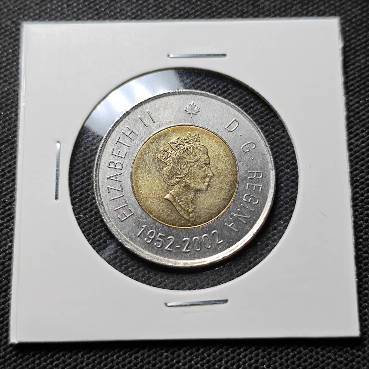 KK钱币收藏小铺  第394期  2月预留时间 周末发货 2002加拿大2元 纪念币 好品