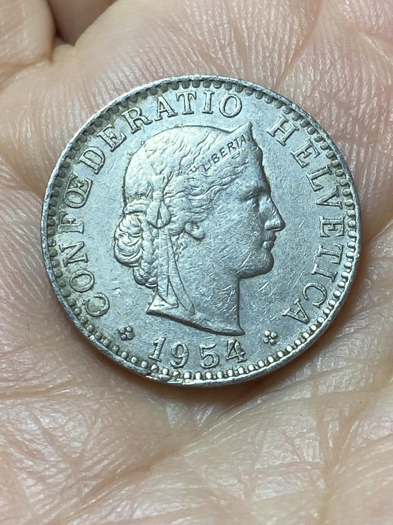 2026年第二十场(总第一百八十九场）外国好品散币场(免佣金) 稀少特年–瑞士🇨🇭1954年20拉彭(第二版，B标伯尔尼造)