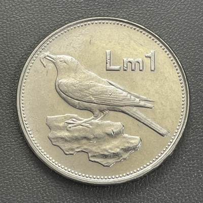 回流0207 - 马耳他1995年1里拉（等值人民币17元） 纯镍币 马耳他国鸟蓝岩鸫
