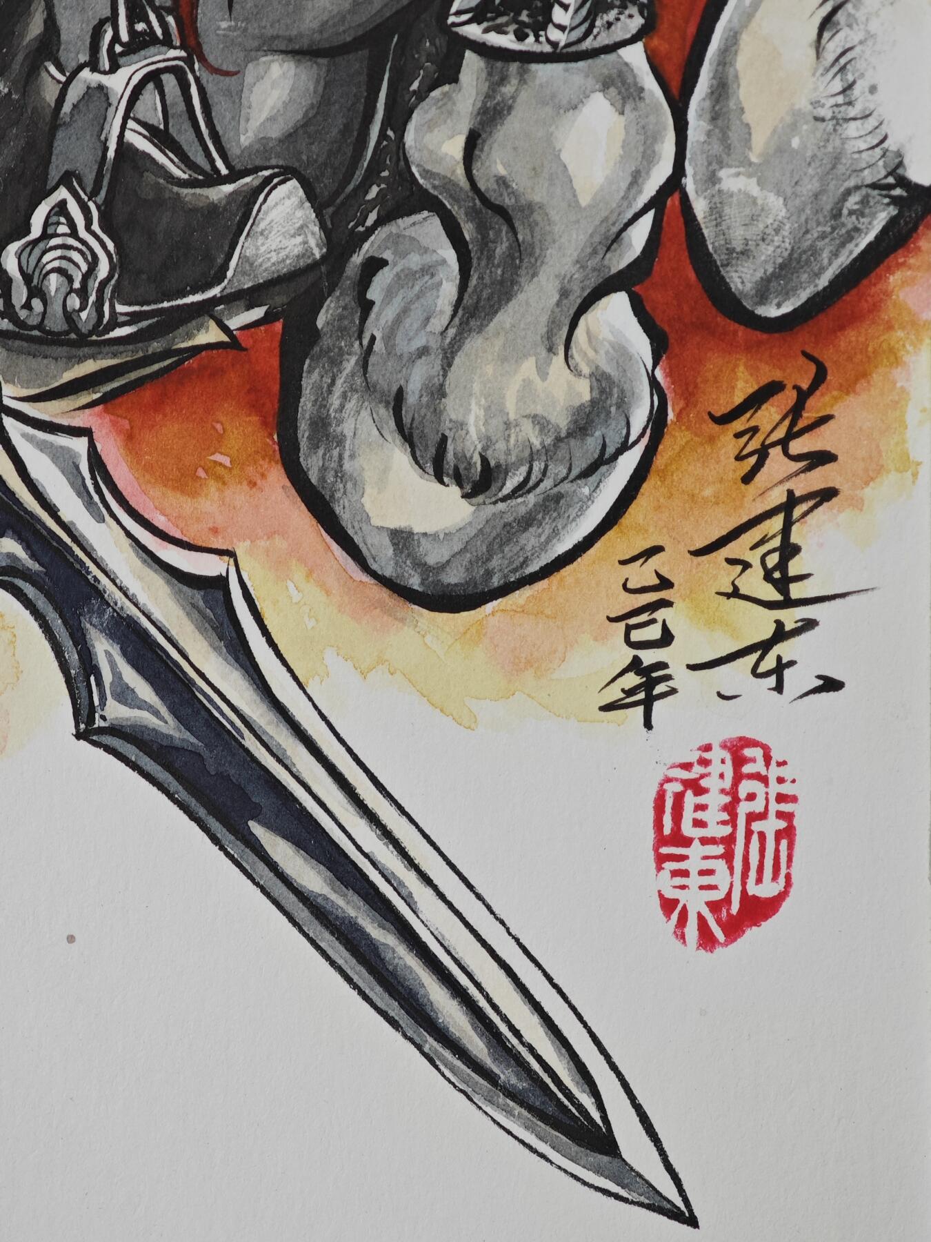 白泽拍卖卡牌手绘专场第32期（愿得长如此 年年物侯新） 2025 张建东手绘画 赵云  尺寸：27cm*39.3cm  张建东亲签