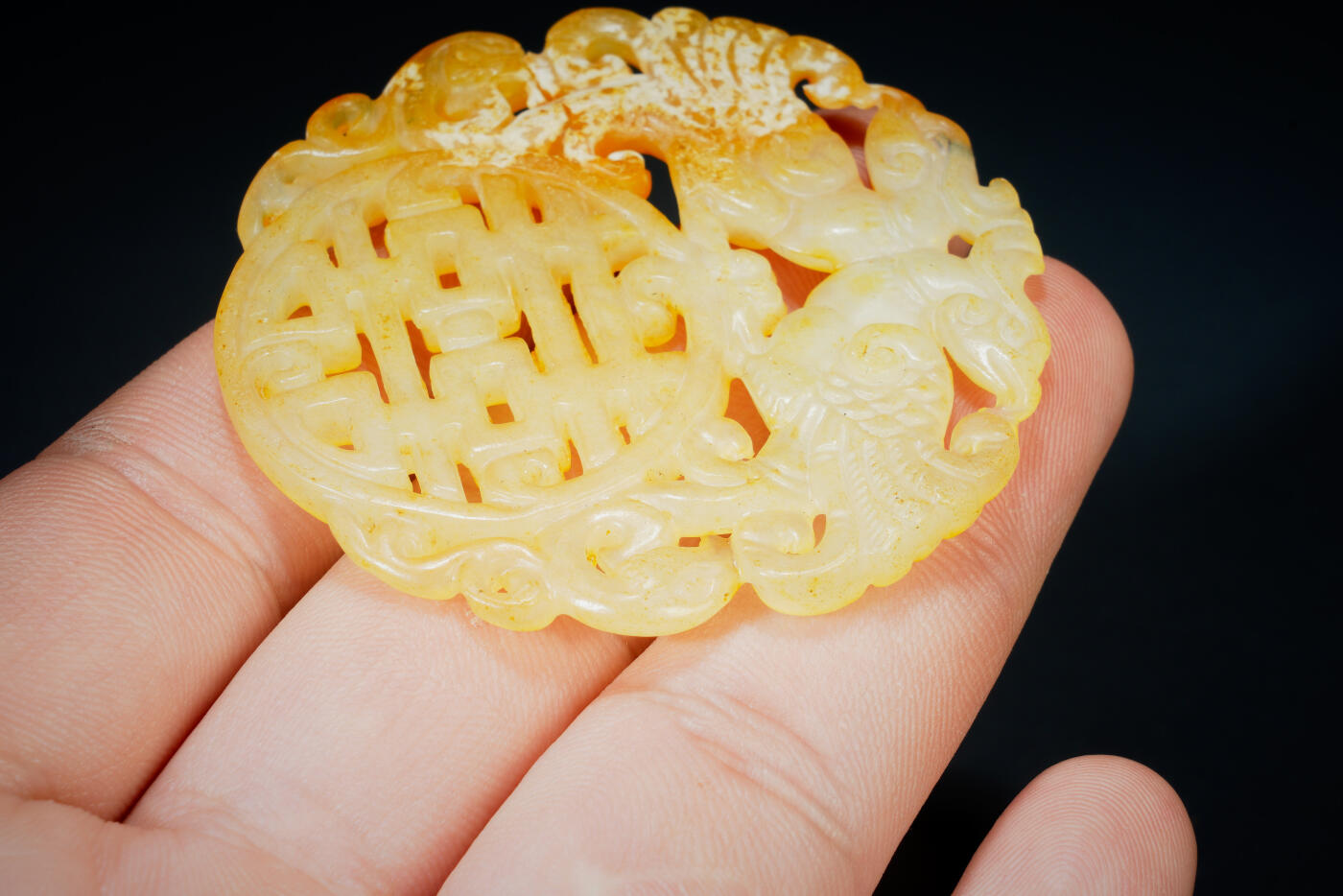 上海都达杂项专场二十六（全场包邮）  古玉凤鸟双喜挂件88-34