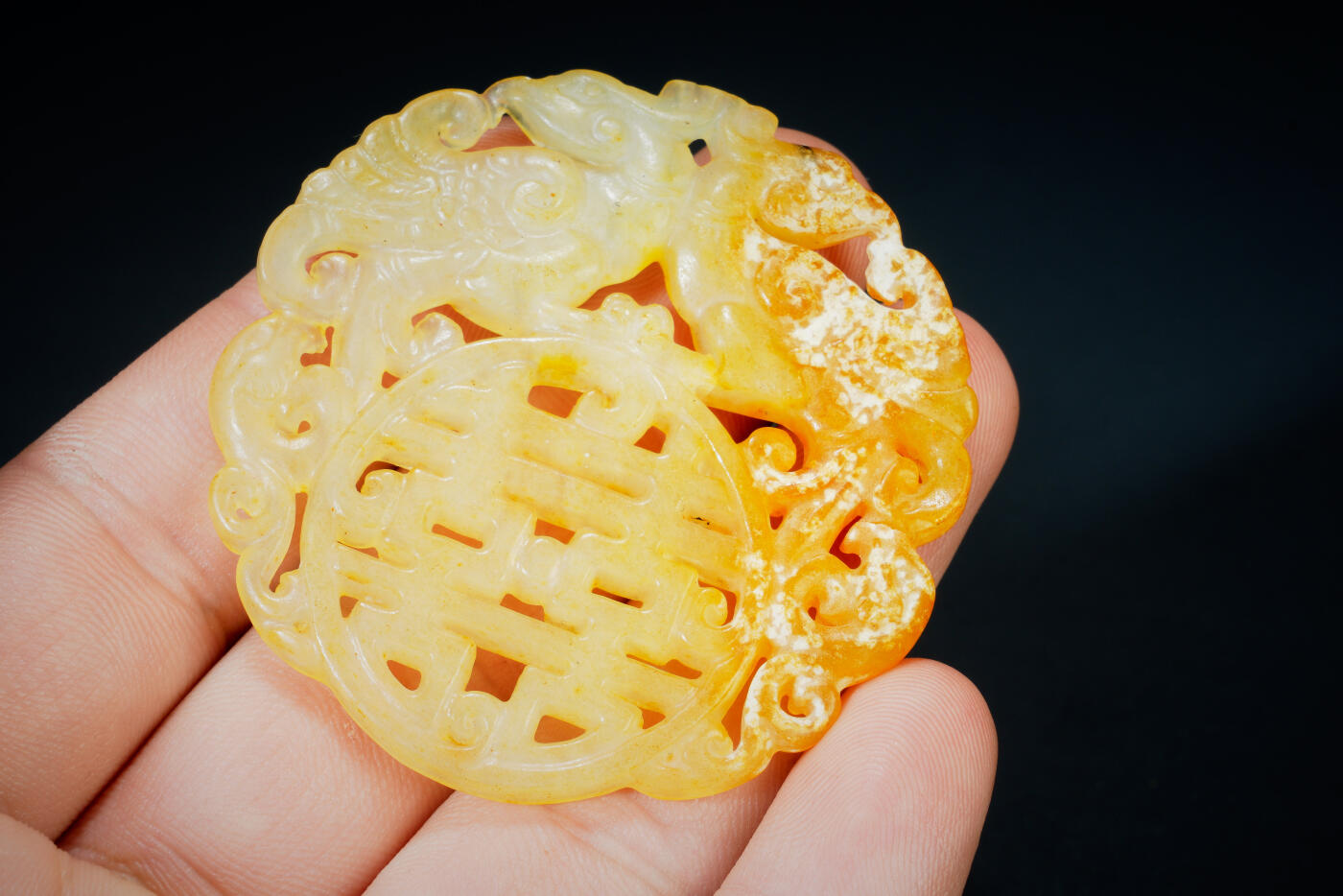 上海都达杂项专场二十六（全场包邮）  古玉凤鸟双喜挂件88-34