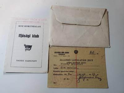 韵星假日军品类拍卖第40期 -- Rimey Holidays Militaria Auction 40 - 匈牙利人民共和国Pinczy Erzsebet社会主义工人党青年团青年运动军事委员会证、会员证书 带原信封一套
