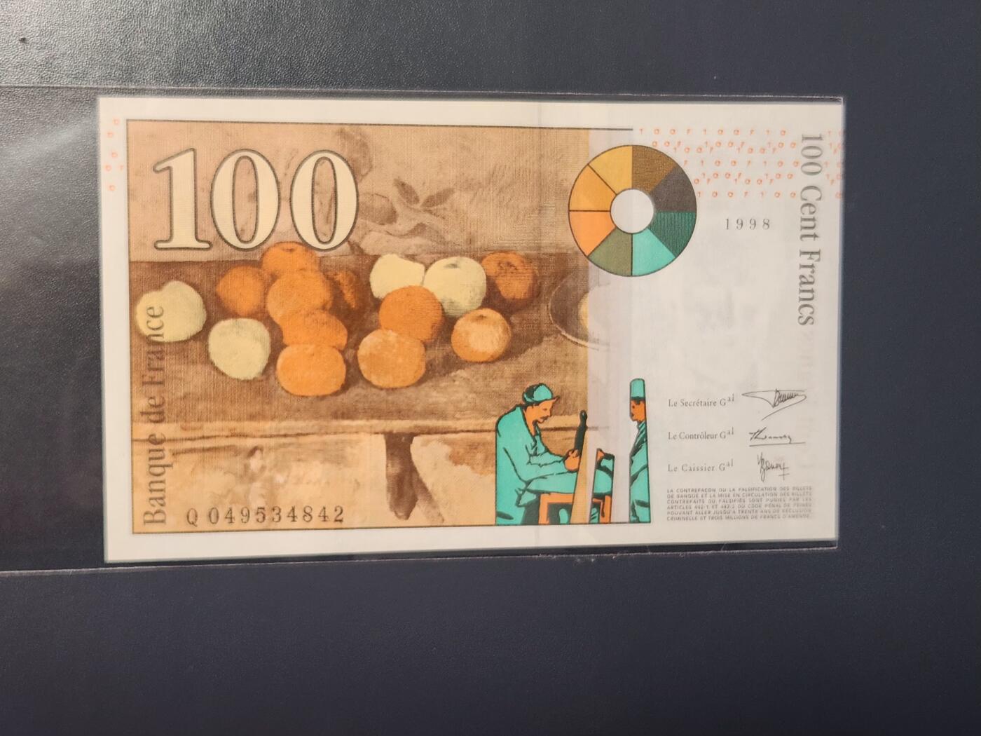 2月8号晚上8点 外国纸币自动截拍第21场 100法郎新品轻微黄