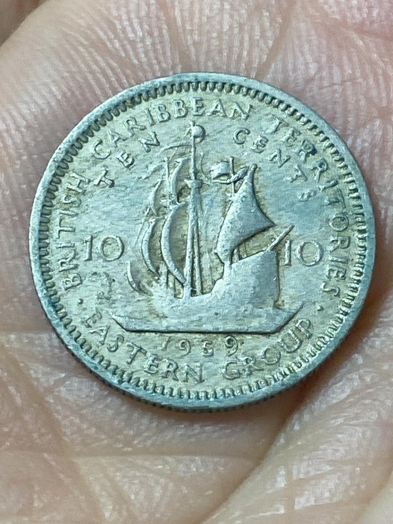 2026年第二十一场(总第一百九十场）外国好品散币场(免佣金) 英属东加勒比领地1959年10分(伊丽莎白二世青年带冠)