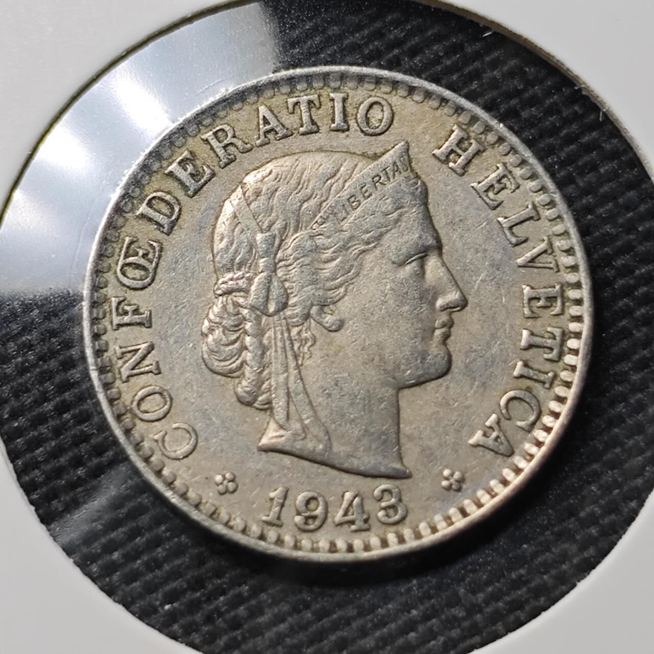 KK钱币收藏小铺  第395期  2月预留时间 周末发货 1943瑞士20分 