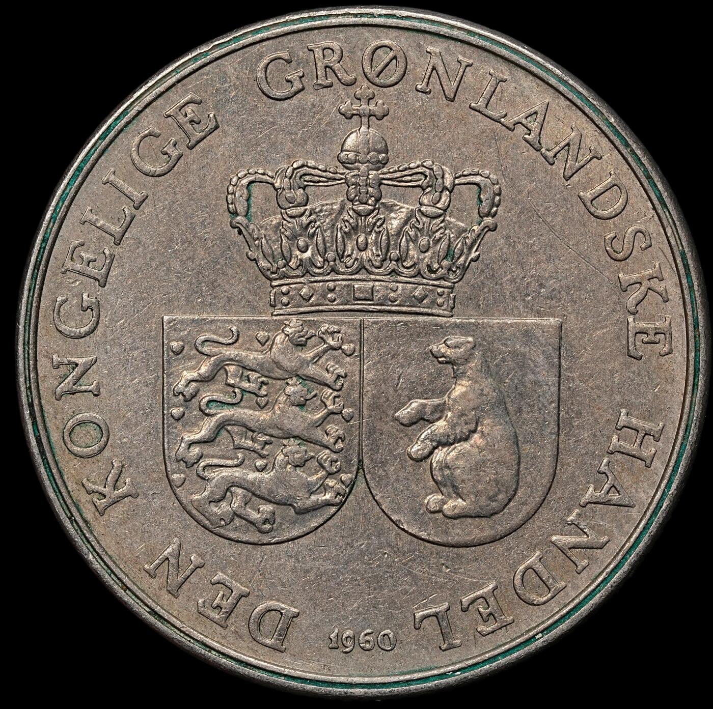 修遠堂世界钱币第104期 1960年格陵兰皇家矿业公司1克朗