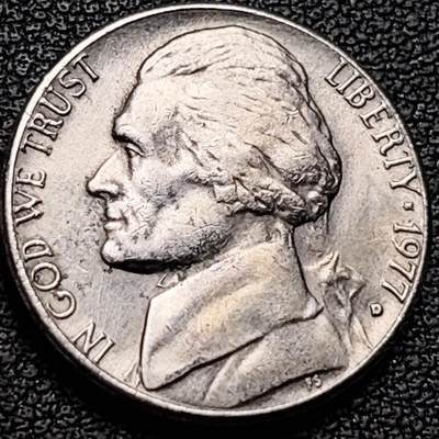 泉币菌-第184场- 精品福利场 今天的第一场 23:30分还有第二场 不见不散（192场和之前的 2月14日发货） - 美国1977年5美分纪念币 杰斐逊 及 故居蒙蒂塞洛庄园 21mm 