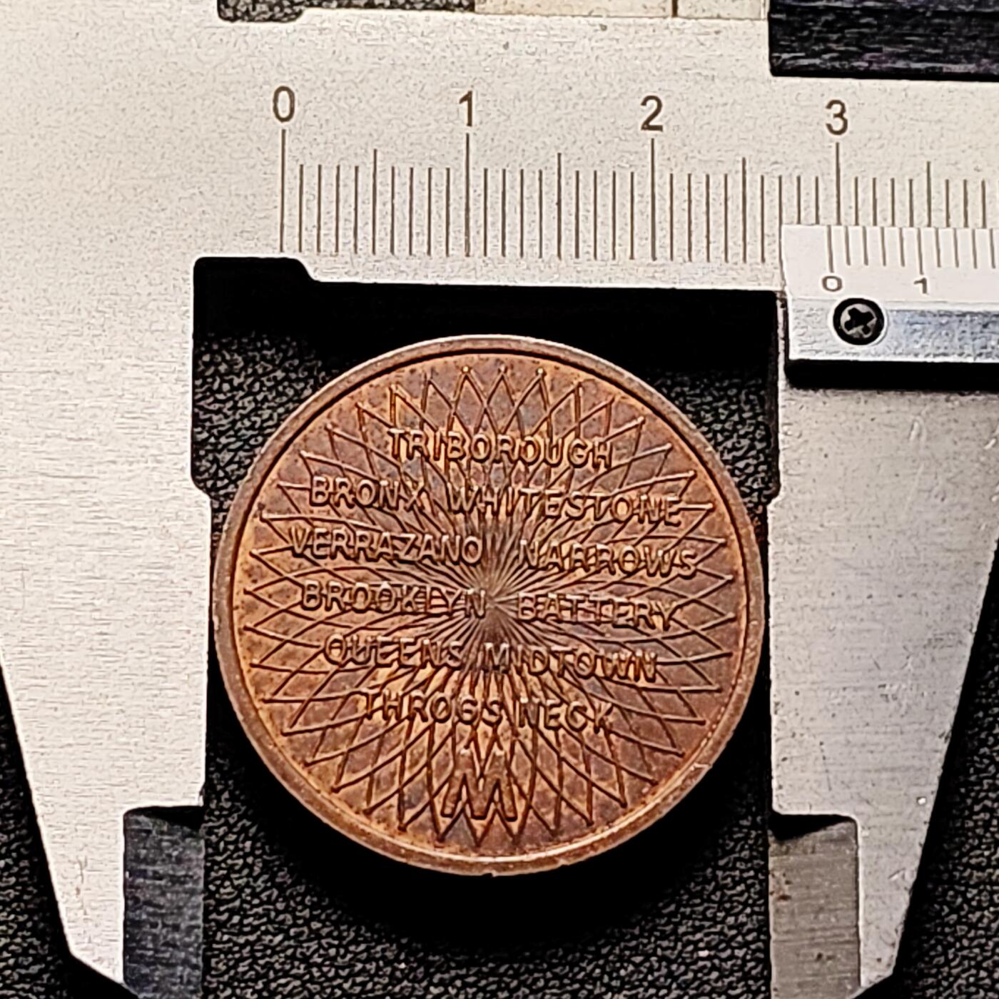 泉币菌-第185场- 精品福利场 稀少 美国纽约 三区大桥与隧道管理局（TBTA）通行代币 铜币 29.5×1.8mm