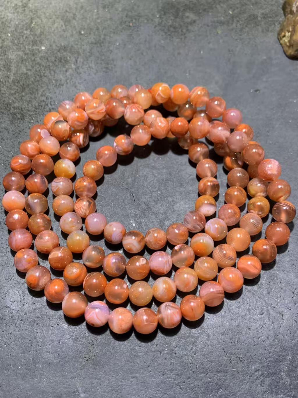 放福利！精美川料南红玛瑙冻料柿子红多圈手串一条！，