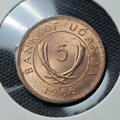 KK钱币收藏小铺  第395期  2月预留时间 周末发货 - 1966乌干达5分 铜币