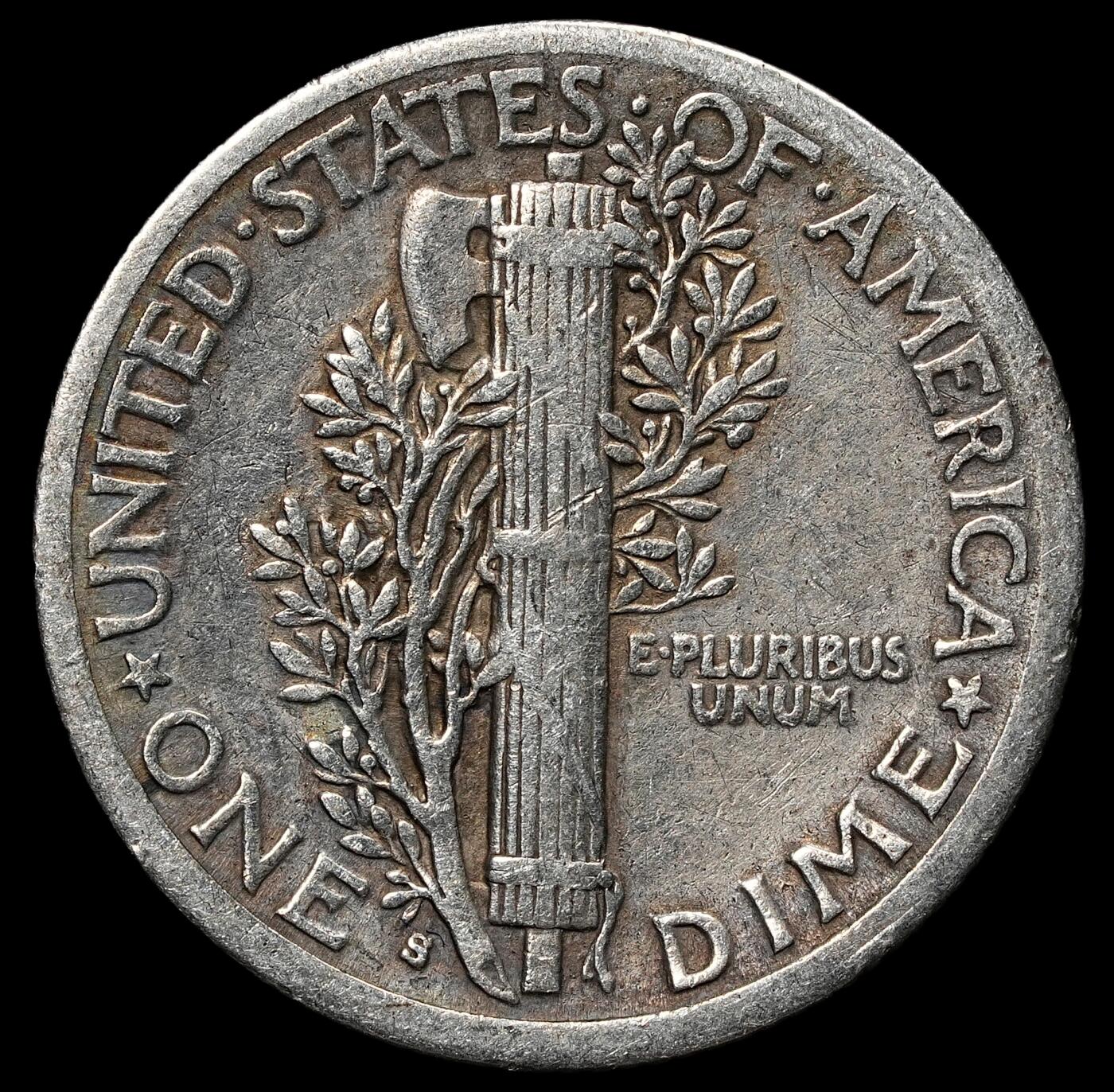 修遠堂世界钱币第104期 1916年美国10美分银币，S厂铭