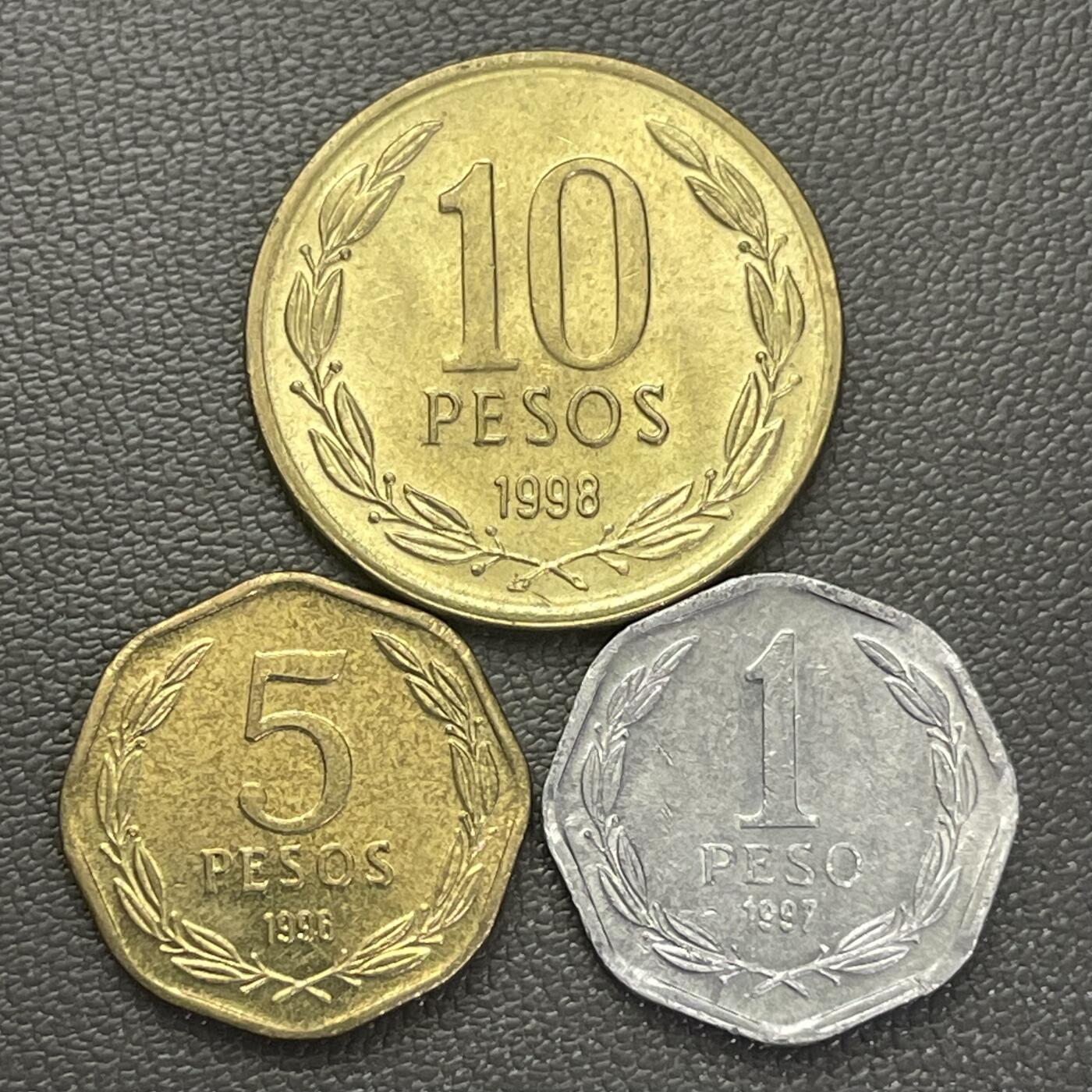 回流0207 智利1、5、10比索三枚 智利独立运动领袖贝尔纳多·奥希金斯