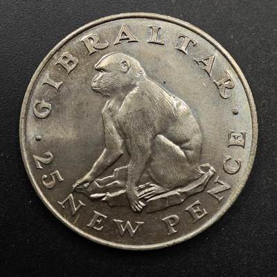  【淘币小摊】限时拍第八百七十拍   克朗币邮币封场    年前最后一场结束全部发出请更换最新收货地址不方便收货的请勿参拍或者顺丰到付 - 直布罗陀1971年猴子25便士纪念币