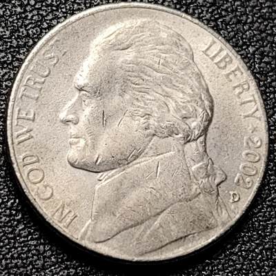 泉币菌-第182场- 精品福利场 - 美国2002年5美分纪念币 杰斐逊 及 故居蒙蒂塞洛庄园 21mm