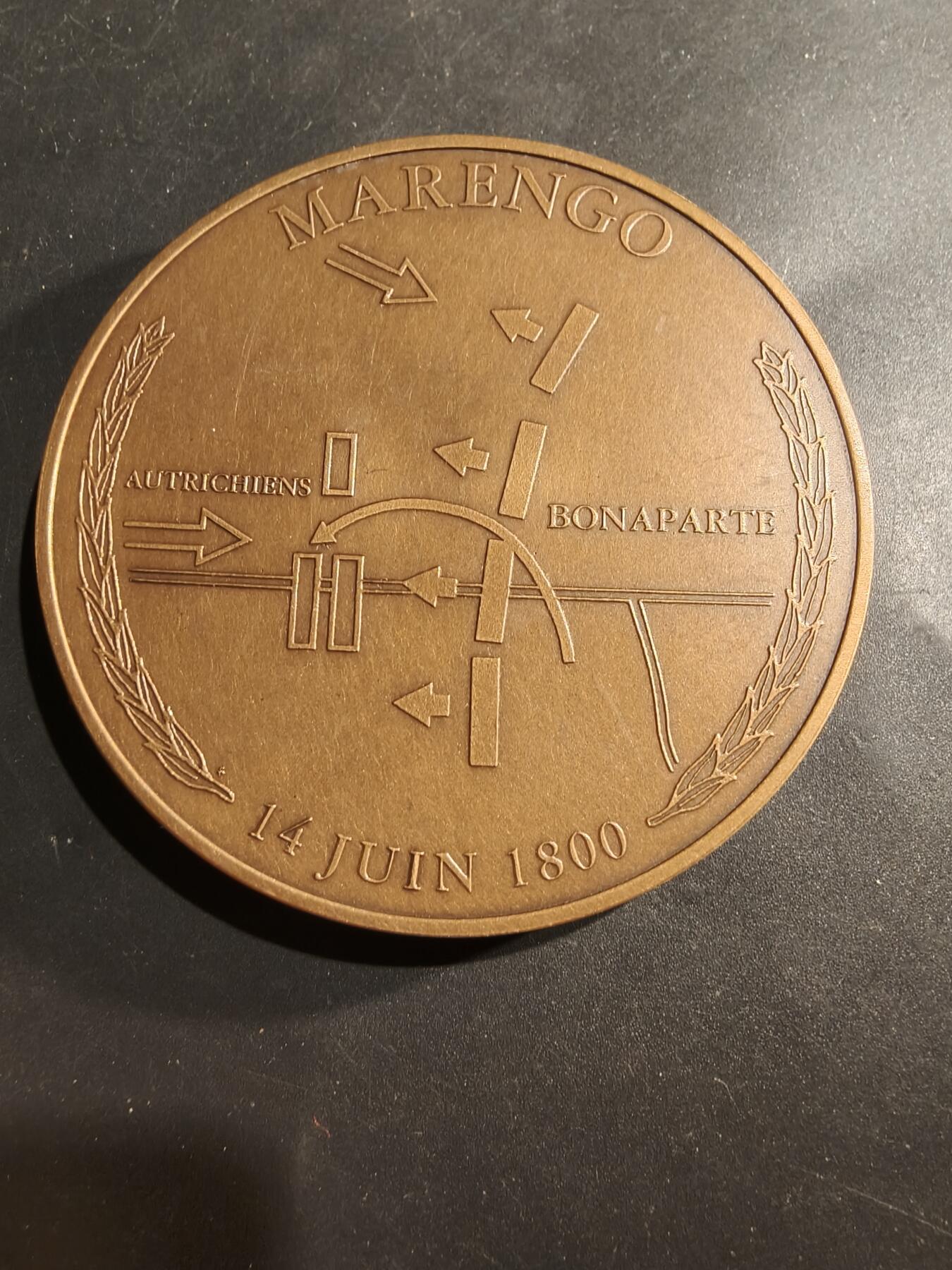 老王徽章第181期 法国拿破仑1801马伦哥战役大铜章     原盒     直径75mm     重量257.8g