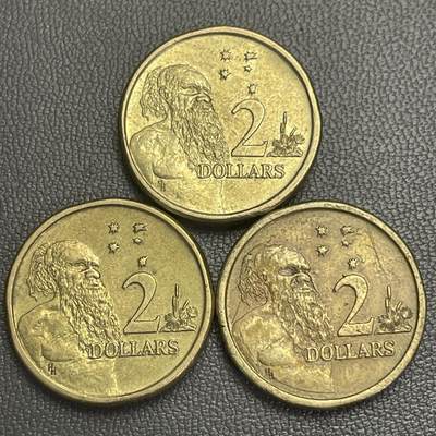 回流0207 - 澳大利亚2澳元铜币3枚 土著长老