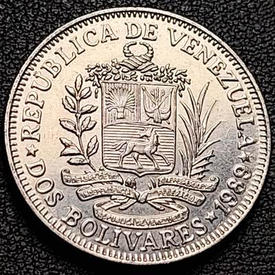 泉币菌-第184场- 精品福利场 今天的第一场 23:30分还有第二场 不见不散（192场和之前的 2月14日发货） - 原光美品 委内瑞拉1989年安东尼·玻利瓦尔2玻利瓦尔镀镍钢币 27MM