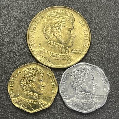 回流0207 - 智利1、5、10比索三枚 智利独立运动领袖贝尔纳多·奥希金斯