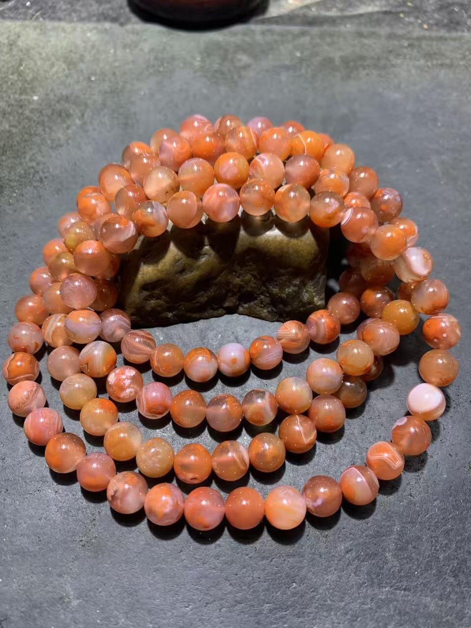 放福利！精美川料南红玛瑙冻料柿子红多圈手串一条！，