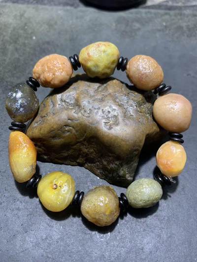 精美戈壁彩珠筋脉石原石手串一条 - 精美戈壁彩珠筋脉石原石手串一条